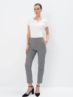MOHITO Eleganckie spodnie w pepitkę czarny Discount