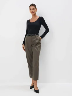 MOHITO Eleganckie spodnie z paskiem zielony Sale
