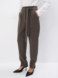 MOHITO Eleganckie szare spodnie z wiązaniem khaki Online