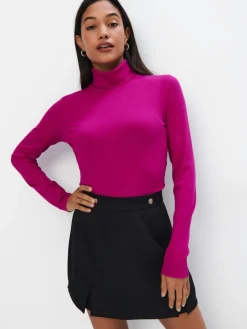 MOHITO Fuksjowa bluzka z golfem fuksjowy Fashion
