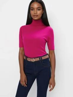 MOHITO Fuksjowy sweter z krótkim rękawem fioletowy Fashion