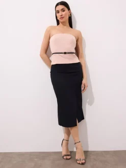 MOHITO Gorsetowy top z paskiem beu017cowy New