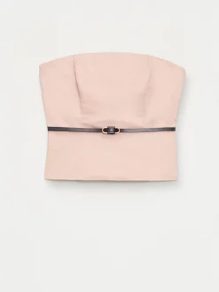 MOHITO Gorsetowy top z paskiem beu017cowy New
