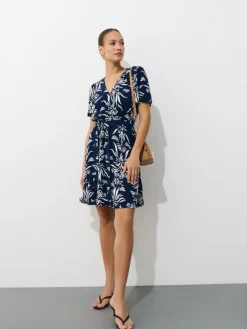 MOHITO Granatowa sukienka mini z wiskozy granatowy Fashion