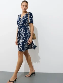 MOHITO Granatowa sukienka mini z wiskozy granatowy Fashion