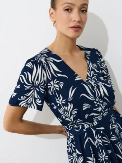 MOHITO Granatowa sukienka mini z wiskozy granatowy Fashion