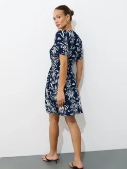 MOHITO Granatowa sukienka mini z wiskozy granatowy Fashion
