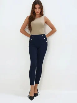 MOHITO Granatowe spodnie skinny granatowy Discount