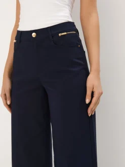 MOHITO Granatowe spodnie z szeroką nogawką granatowy Fashion
