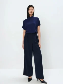 MOHITO sweter z krótkim rękawem granatowy Clearance