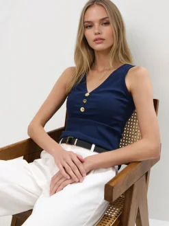 MOHITO top z dekoltem V granatowy Fashion