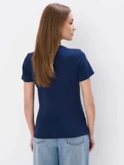 MOHITO t-shirt z dekoltem V granatowy Discount