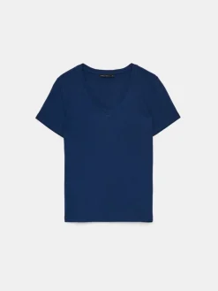 MOHITO t-shirt z dekoltem V granatowy Discount