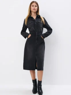 MOHITO Jeansowa sukienka midi czarny Discount