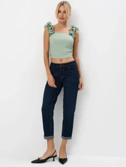 MOHITO Jeansy boyfriend granatowy Fashion