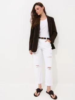 MOHITO Jeansy boyfriend z dziurami biau0142y Fashion