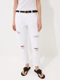 MOHITO Jeansy boyfriend z dziurami biau0142y Fashion