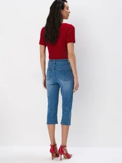 MOHITO Jeansy capri niebieski Hot