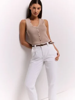 MOHITO Jeansy chino slim z paskiem biau0142y Online