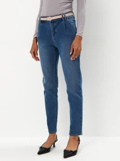MOHITO Jeansy chino slim z paskiem niebieski New