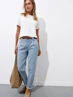 MOHITO Jeansy chino slim z paskiem bu0142u0119kitny Clearance