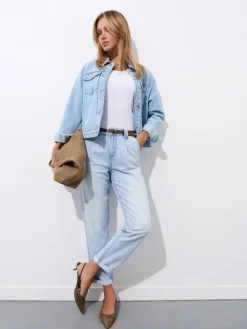 MOHITO Jeansy chino slim z paskiem niebieski Hot