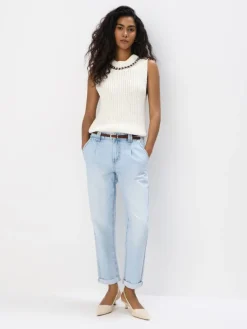 MOHITO Jeansy chino slim z paskiem niebieski Hot