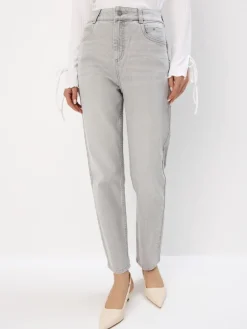 MOHITO Jeansy mom slim push up szary Online