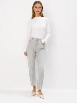MOHITO Jeansy mom slim push up szary Online