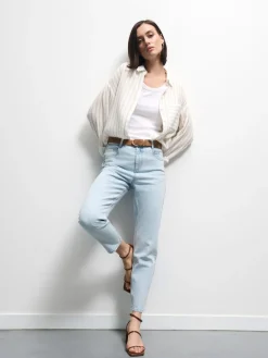 MOHITO Jeansy mom slim push up niebieski Online