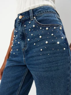 MOHITO Jeansy mom z ozdobnymi elementami niebieski Hot