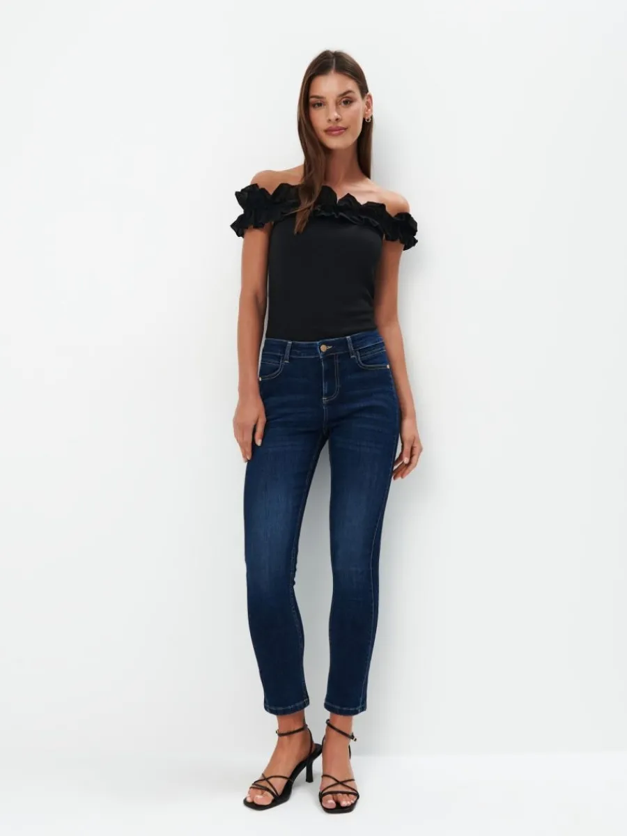 MOHITO Jeansy slim granatowy Outlet