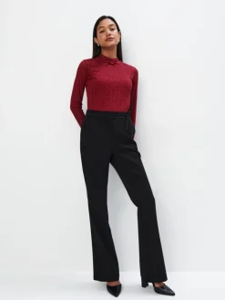 MOHITO Koronkowa bordowa bluzka kasztanowy Fashion