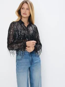 MOHITO Koszula z cekinami czarny Fashion