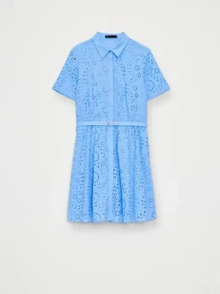 MOHITO Koszulowa błękitna sukienka mini z bawełny bu0142u0119kitny Online