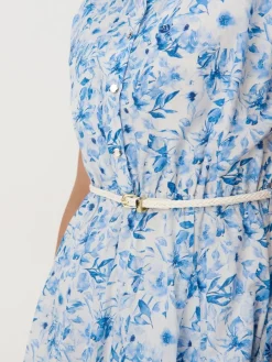 MOHITO Koszulowa błękitna sukienka mini w kwiaty bu0142u0119kitny Discount