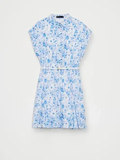 MOHITO Koszulowa błękitna sukienka mini w kwiaty bu0142u0119kitny Discount