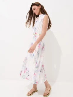 MOHITO Koszulowa sukienka midi w kwiaty kremowy Fashion