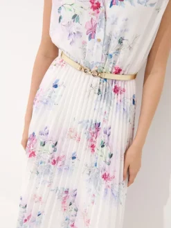 MOHITO Koszulowa sukienka midi w kwiaty kremowy Fashion