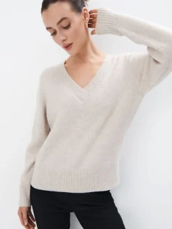 MOHITO sweter z dekoltem V kremowy New