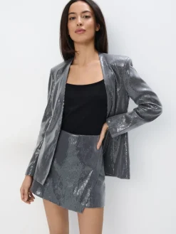MOHITO Marynarka z cekinami szary Fashion