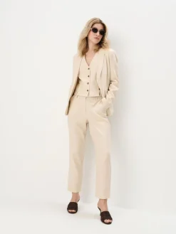 MOHITO Marynarka z wiskozy i lnu beu017cowy Outlet