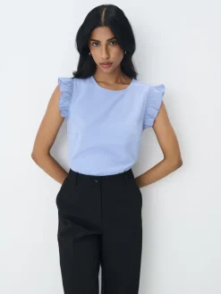 MOHITO Niebieska bluzka z falbankami bu0142u0119kitny Outlet
