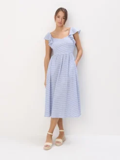 MOHITO Niebieska sukienka midi bu0142u0119kitny Best