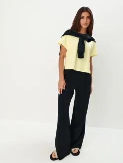 MOHITO Pastelowy t-shirt z merceryzowanej bawełny u017cu00f3u0142ty Hot
