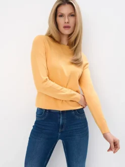 MOHITO Pomarańczowy sweter z wiskozą musztardowy Best