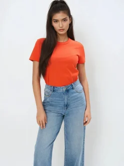 MOHITO Pomarańczowy t-shirt basic pomarau0144czowy Sale