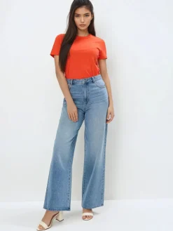 MOHITO Pomarańczowy t-shirt basic pomarau0144czowy Sale