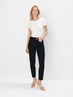 MOHITO Prążkowana bluzka kremowy Online