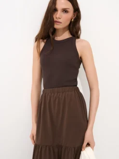 MOHITO Prążkowany czekoladowy top ciemno bru0105zowy Online